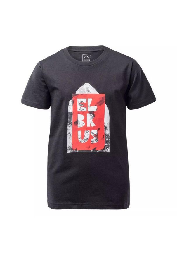 Elbrus - T-Shirt Dla Chłopca Z Górą Piker. Kolor: czarny. Sport: turystyka piesza