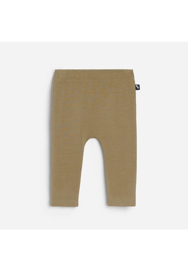 Reserved - Dzianinowe spodnie - Khaki. Kolor: brązowy. Materiał: dzianina