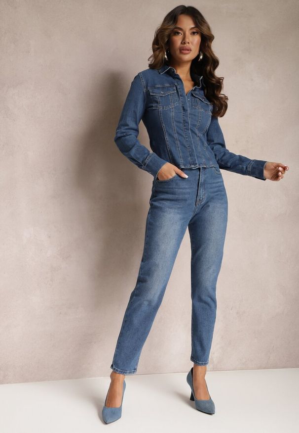 Renee - Niebieskie Jeansy Mom Fit High Waist Verveon. Stan: podwyższony. Kolor: niebieski