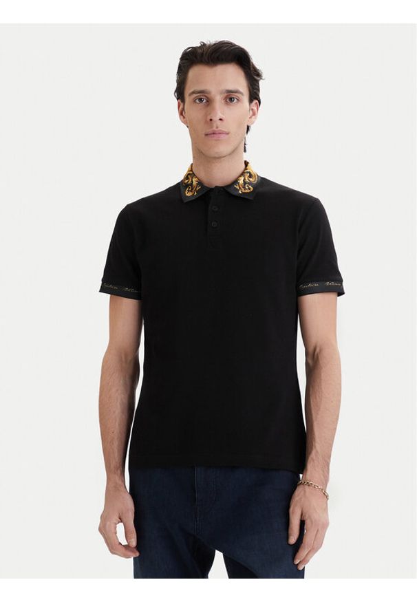 Versace Jeans Couture Polo 80GAGT12 CJ01T Czarny Slim Fit. Typ kołnierza: polo. Kolor: czarny. Materiał: bawełna