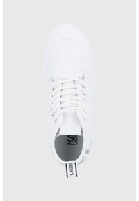 Karl Lagerfeld Trampki skórzane damskie kolor czarny. Nosek buta: okrągły. Zapięcie: sznurówki. Kolor: czarny. Materiał: skóra