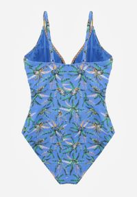 Born2be - Niebieski Strój Kąpielowy w Liściasty Wzór Corravia. Kolekcja: plus size. Kolor: niebieski #2