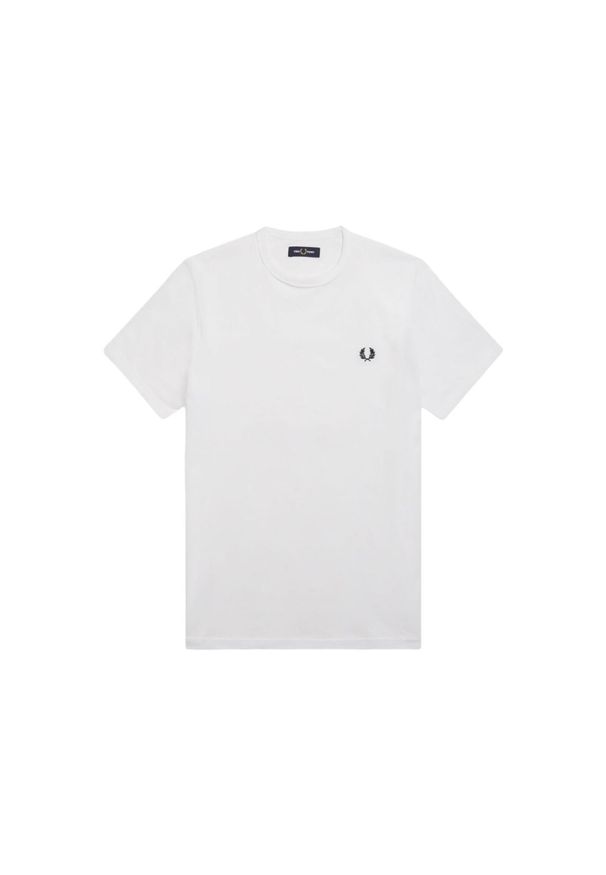 T-shirt Fred Perry Biały z Okrągłym Kołnierzem. Kolor: biały. Materiał: bawełna