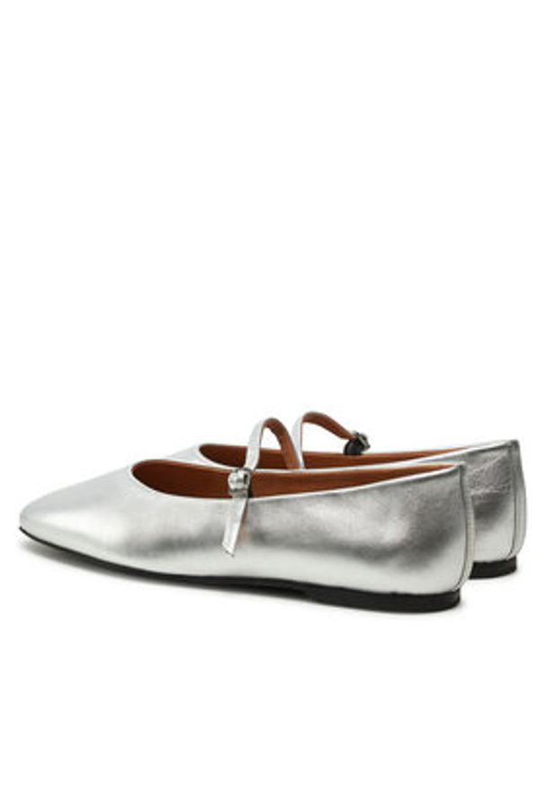 Calvin Klein Baleriny Mary Jane Ballerina - Met HW0HW02269 Srebrny. Kolor: srebrny. Materiał: skóra