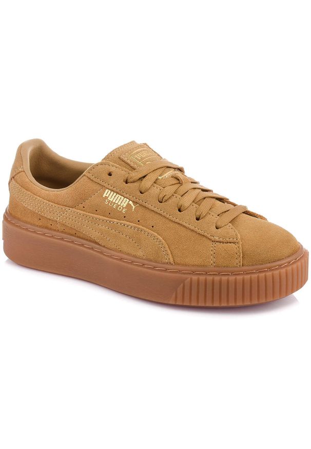 Puma - Damskie buty trampki sportowe PUMA SUEDE PLATFORM. Kolor: żółty. Obcas: na platformie. Model: Puma Suede