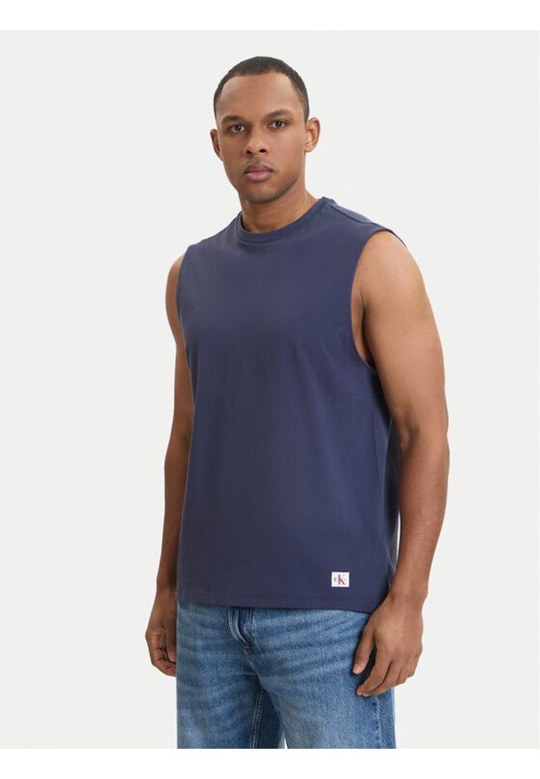 Calvin Klein Jeans Tank top LV04RF273G Granatowy Slim Fit. Kolor: niebieski. Materiał: bawełna