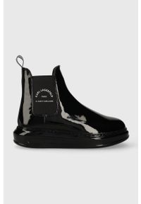 Karl Lagerfeld botki skórzane KAPRI KC damskie kolor czarny na płaskim obcasie KL62540S. Nosek buta: okrągły. Kolor: czarny. Materiał: skóra. Obcas: na obcasie. Wysokość obcasa: niski #1