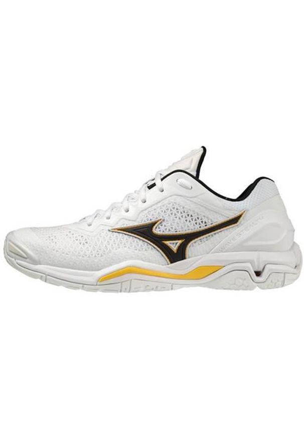 Buty do piłki ręcznej męskie Mizuno Wave Stealth V. Zapięcie: sznurówki. Kolor: biały, wielokolorowy, czarny. Materiał: materiał. Szerokość cholewki: normalna. Model: Mizuno Wave
