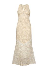 Guess Sukienka koktajlowa W5GT37 KCS90 Beżowy Slim Fit. Kolor: beżowy. Materiał: syntetyk. Styl: wizytowy #3