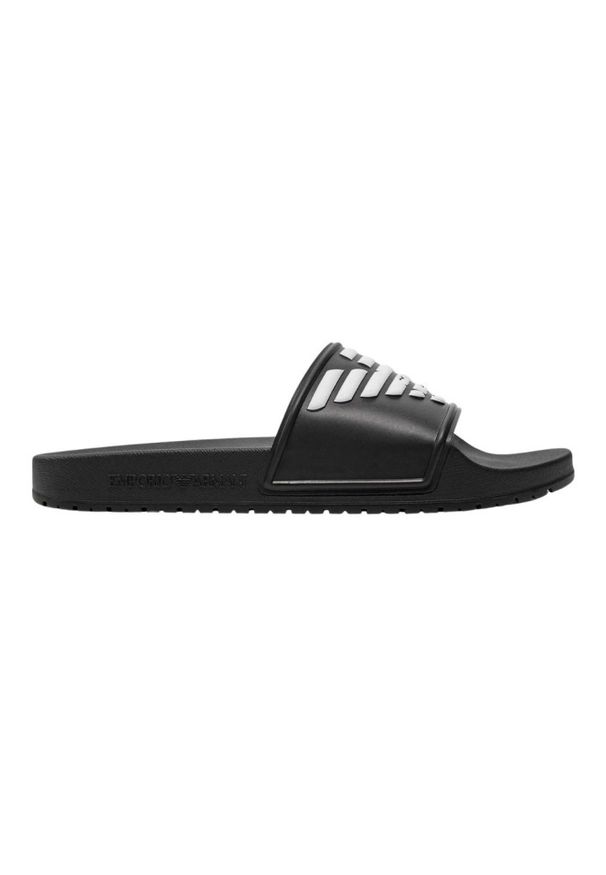 Emporio Armani - EMPORIO ARMANI Czarne klapki Mules PVC logo, Rozmiar 38. Kolor: czarny