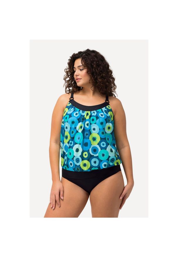 ULLA POPKEN - Damskie Tankini okręgi miękkie miseczki ramiączka z regulacją. Kolekcja: plus size. Kolor: niebieski. Materiał: elastan, poliamid, materiał