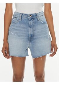 Pepe Jeans Szorty jeansowe A-Line Short Uhw PL801112RH3 Niebieski Slim Fit. Kolor: niebieski. Materiał: bawełna #1