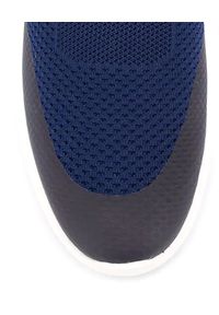 TOD'S - Granatowe sportowe sneakersy. Kolor: niebieski. Materiał: jeans, tkanina, guma, zamsz #3
