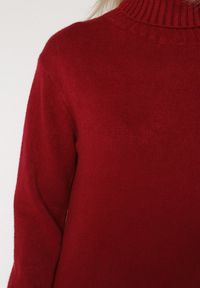 Born2be - Bordowa Dzianinowa Sukienka z Bawełną o Prostym Kroju z Golfem Tesala. Okazja: do pracy, na spotkanie biznesowe. Typ kołnierza: golf. Kolor: czerwony. Materiał: dzianina, bawełna. Wzór: jednolity. Typ sukienki: proste. Styl: klasyczny, biznesowy #4