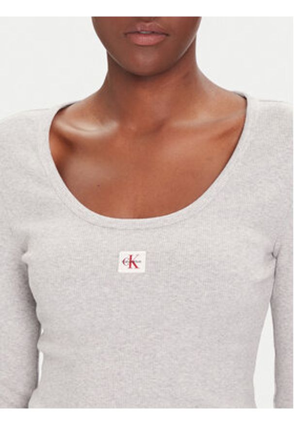 Calvin Klein Jeans Bluzka LV047D218G Szary Slim Fit. Kolor: szary. Materiał: bawełna