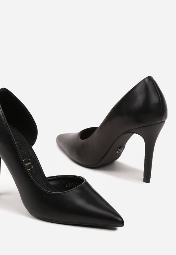 Born2be - Czarne Szpilki Vices o Klasycznym Fasonie ze Skórzaną Wkładką Jalinea. Okazja: na co dzień, na ślub cywilny, na imprezę, na wesele, na spacer. Kolor: czarny. Materiał: skóra. Wzór: nadruk. Obcas: na szpilce. Styl: klasyczny. Wysokość obcasa: średni