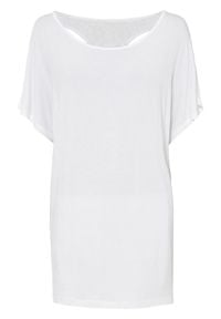 Shirt "nietoperz" z koronką bonprix biały. Kolor: biały. Materiał: koronka. Wzór: koronka #1