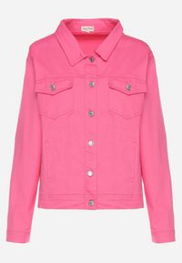 Born2be - Fuksjowa Bawełniana Kurtka Jeansowa z Metalowymi Guzikami Tanitha. Kolor: różowy. Materiał: bawełna, jeans #7