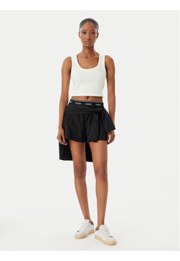 Guess Top V6GP07 K2987 Biały Slim Fit. Kolor: biały. Materiał: wiskoza