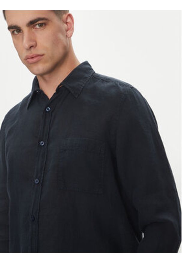 BOSS Koszula 50537381 Granatowy Regular Fit. Kolor: niebieski. Materiał: len