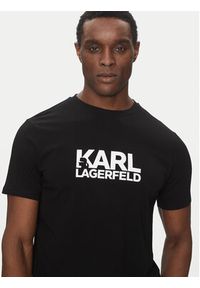 Karl Lagerfeld - KARL LAGERFELD T-Shirt 755087 552235 Czarny Regular Fit. Typ kołnierza: dekolt w karo. Kolor: czarny. Materiał: bawełna