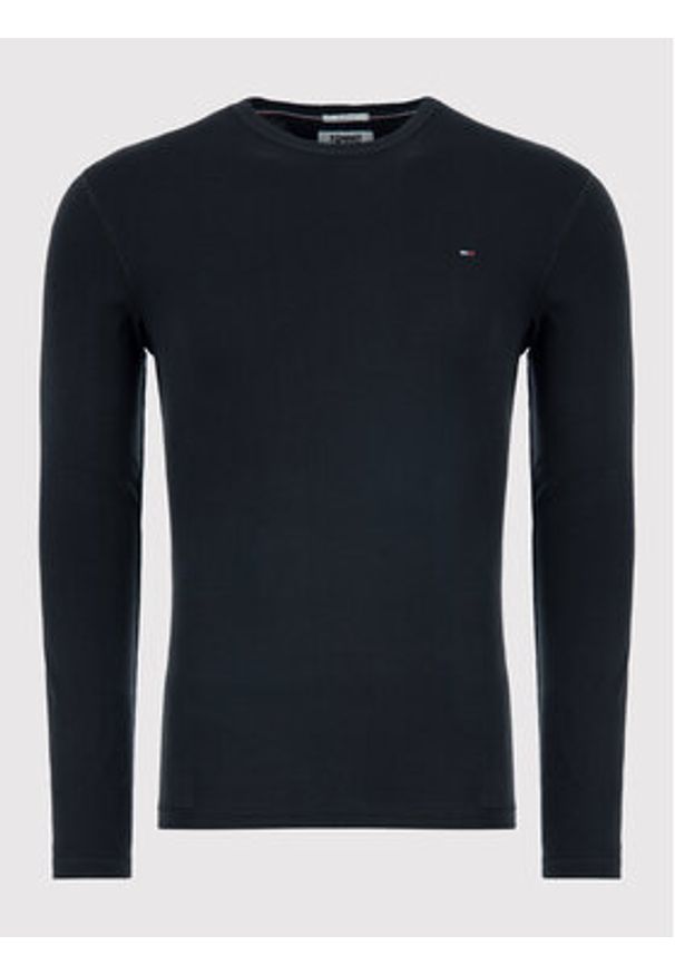 Tommy Jeans Longsleeve DM0DM04409 Czarny Slim Fit. Kolor: czarny. Materiał: bawełna. Długość rękawa: długi rękaw