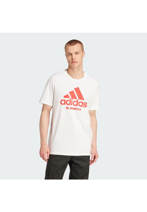 Adidas - Koszulka Benfica Seasonal Graphic. Kolor: czerwony, wielokolorowy, biały. Materiał: bawełna. Sport: piłka nożna
