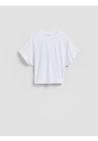 Reserved - T-shirt z modalem - złamana biel. Materiał: dzianina #1