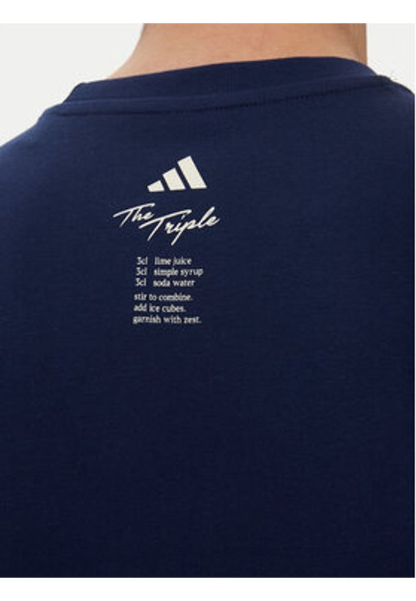 Adidas - adidas T-Shirt Lounge Drink Graphic JJ4014 Granatowy Regular Fit. Kolor: niebieski. Materiał: bawełna