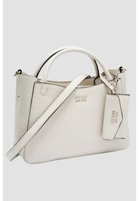 Guess - GUESS Biała torebka damska klasyczna SML Girlfriend Satchel. Kolor: biały. Materiał: skórzane. Styl: klasyczny #7