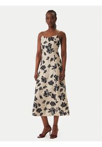 Vero Moda Sukienka letnia Jennifer 10341972 Beżowy Regular Fit. Kolor: beżowy. Materiał: wiskoza. Sezon: lato #1