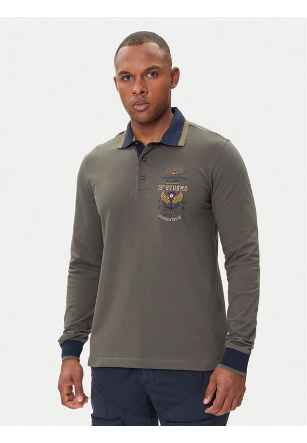 Aeronautica Militare Polo 252PO1896UP00173 Szary Regular Fit. Typ kołnierza: polo. Kolor: szary. Materiał: bawełna