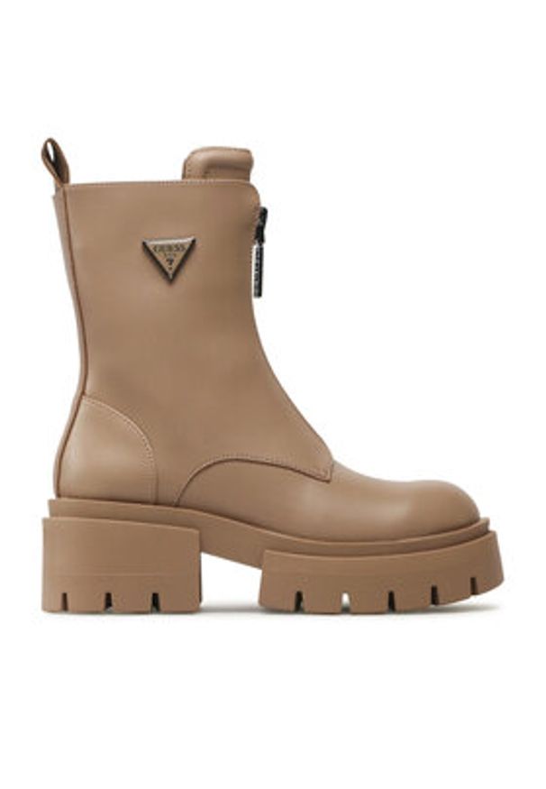 Guess Botki Leila FL8LEI ELE10 Beżowy. Kolor: beżowy. Materiał: skóra