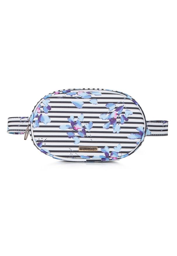 Wittchen - Damska torebka nerka pudełkowa. Kolor: niebieski, biały, wielokolorowy. Materiał: skóra ekologiczna