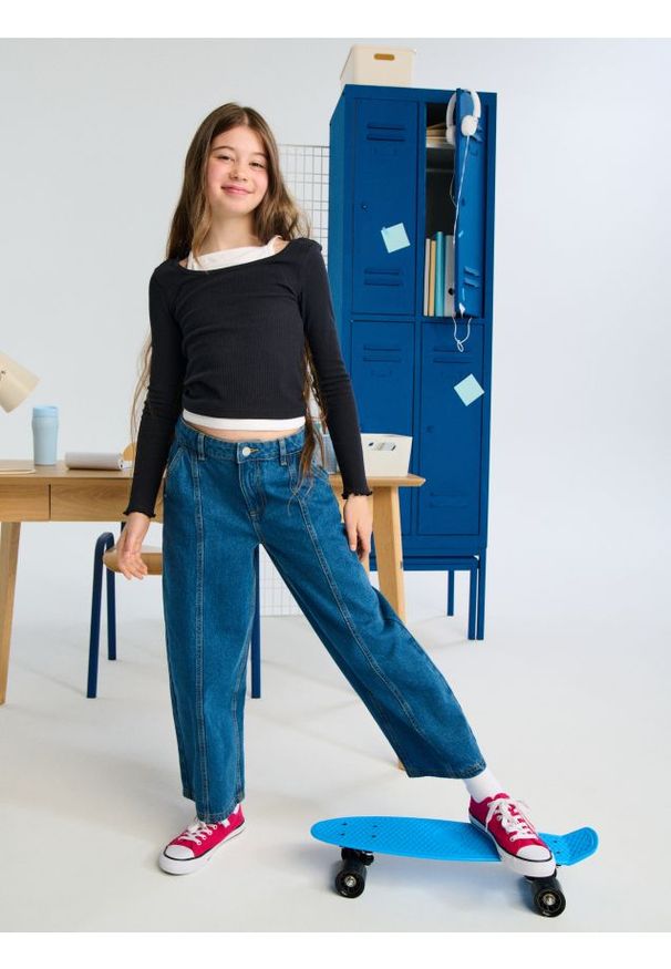 Sinsay - Jeansy wide leg - indigo jeans