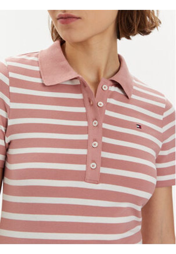 TOMMY HILFIGER - Tommy Hilfiger Polo 1985 WW0WW39530 Różowy Slim Fit. Typ kołnierza: polo. Kolor: różowy. Materiał: bawełna