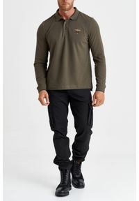 Aeronautica Militare - AERONAUTICA MILITARE Zielony męski longsleeve polo Piqué, Rozmiar XXL. Typ kołnierza: polo. Kolor: zielony. Długość rękawa: długi rękaw #6