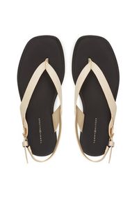 TOMMY HILFIGER - Tommy Hilfiger Sandały Color Block Thong Flat Sandal FW0FW08883 Écru. Materiał: skóra #5