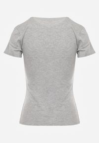Renee - Jasnoszary T-shirt Mirasura. Kolor: szary. Materiał: dzianina. Długość rękawa: krótki rękaw. Długość: krótkie. Wzór: gładki #4