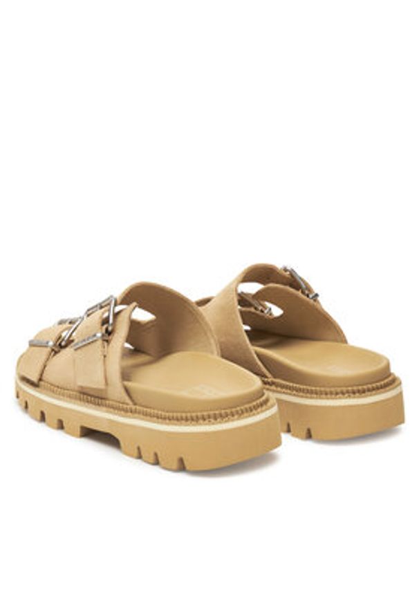 Tommy Jeans Klapki Tjw Double Strap Sandal Suede EN0EN02797 Brązowy. Kolor: brązowy. Materiał: zamsz, skóra