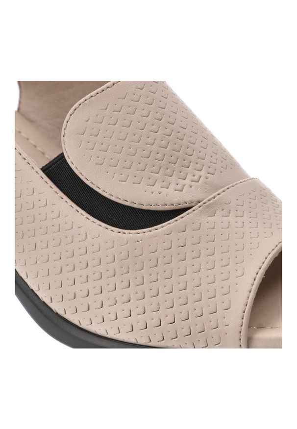 Sandały damskie Vinceza, cholewka ze skóry naturalnej licowej odkryty przód elegancki fason stabilny obcas, beżowe, 66920. Kolor: beżowy. Materiał: skóra. Obcas: na obcasie. Styl: elegancki. Wysokość obcasa: średni