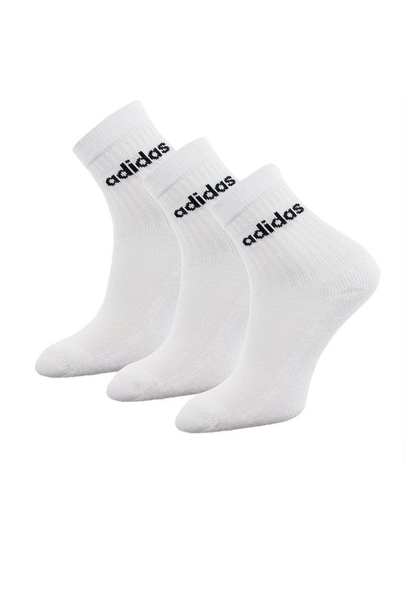 Adidas - Skarpetki adidas Half-Cushioned 3PP GE1381 - białe. Kolor: biały. Materiał: bawełna, poliester, elastan, materiał, nylon. Wzór: napisy, aplikacja