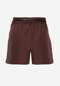 Renee - Brązowe Szorty High Waist w Eleganckim Stylu z Cienkim Paskiem ze Sprzączką Rissarie. Stan: podwyższony. Kolor: brązowy. Sezon: lato. Styl: elegancki #5