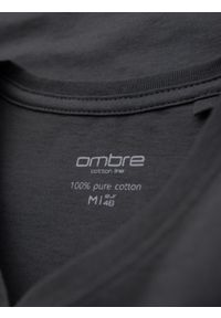 Ombre Clothing - Męska klasyczna bawełniana koszulka z dekoltem w serek BASIC – grafitowa V3 OM-TSBS-0237 - XXL. Typ kołnierza: dekolt w serek. Kolor: szary. Materiał: bawełna. Styl: klasyczny #4