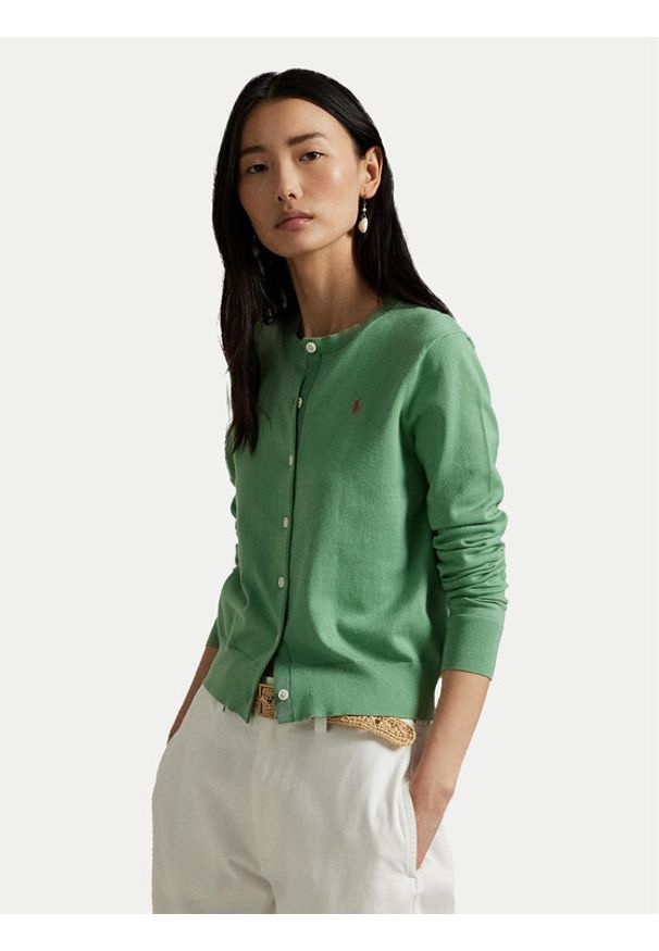 Polo Ralph Lauren Kardigan 211891672027 Zielony Regular Fit. Typ kołnierza: polo. Kolor: zielony. Materiał: bawełna