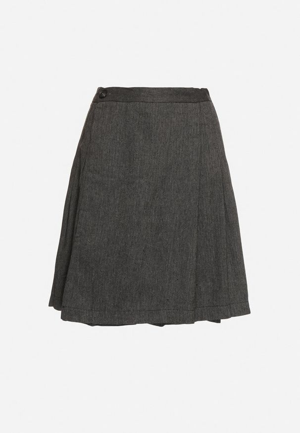 Born2be - Szara Spódnica w Stylu Preppy z Szerokimi Plisami Enaliea. Okazja: na co dzień. Kolor: szary. Materiał: wiskoza. Sezon: jesień, wiosna. Styl: elegancki, casual