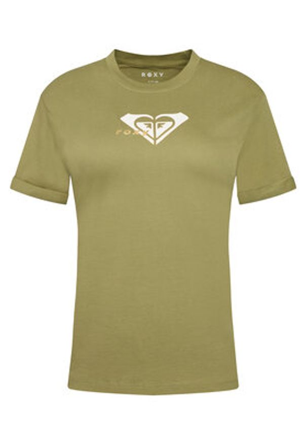Roxy T-Shirt Oceanregular ERJZT06078 Zielony Regular Fit. Kolor: zielony. Materiał: bawełna