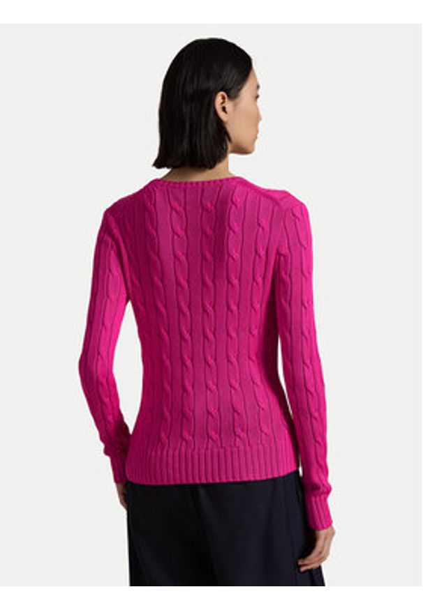 Polo Ralph Lauren Sweter 211891640025 Różowy Slim Fit. Typ kołnierza: polo. Kolor: różowy. Materiał: bawełna