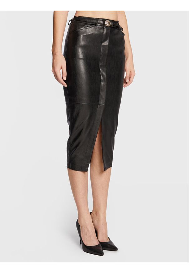 Babylon Spódnica z imitacji skóry R_E00164 Czarny Slim Fit. Kolor: czarny. Materiał: skóra