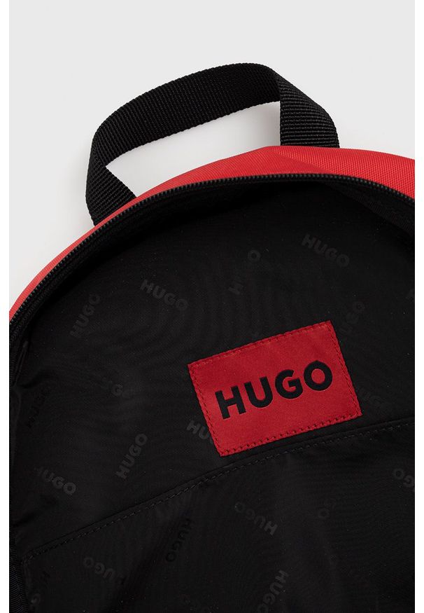 Hugo - HUGO plecak męski kolor szary duży gładki. Kolor: czerwony. Materiał: bawełna. Wzór: gładki